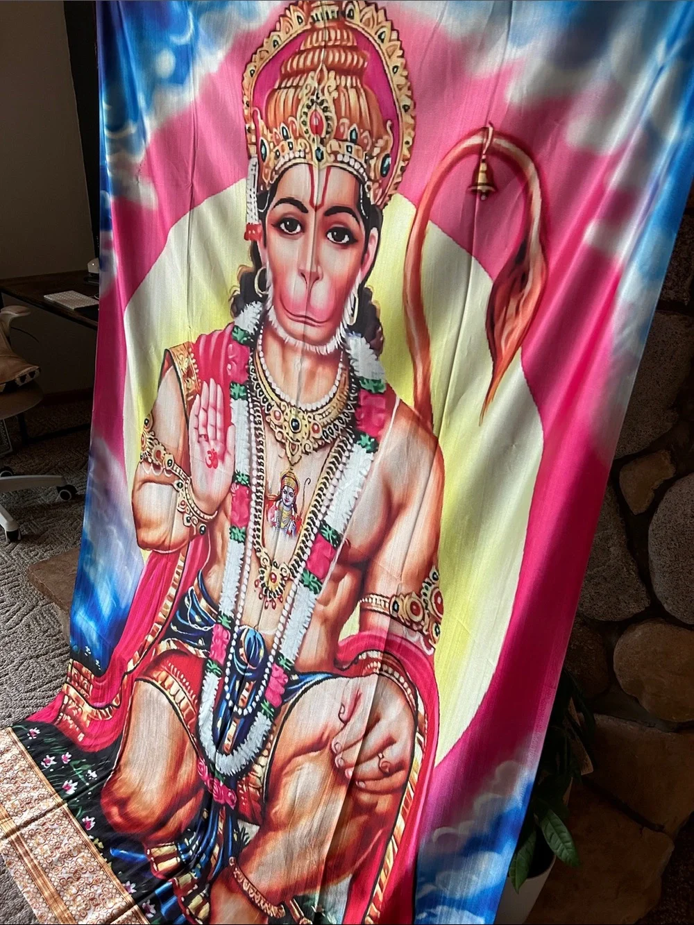 Vibrant Lord Hanuman Hanging Wall Tapestry From India | 80